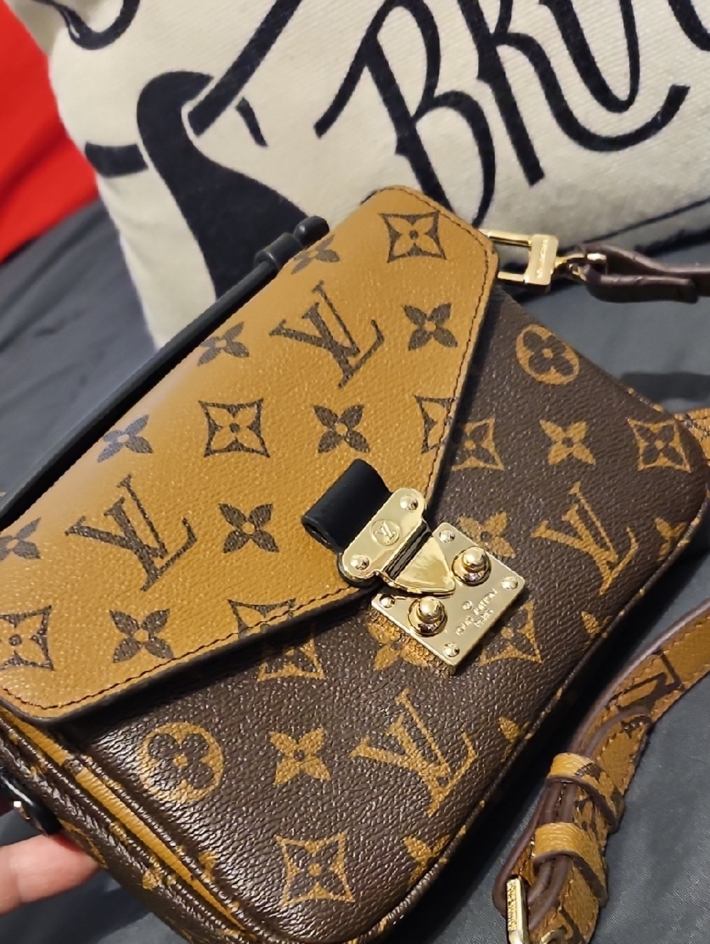 Louis Vuitton Monogram Two-Tone Top Handle Crossbody in Brown and Tan - Picture 2 of 4